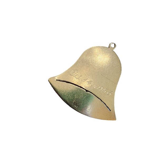 Vintage Ribbed 14kt Gold & Pearl Bell Charm (A1646) - Picture 2 of 4